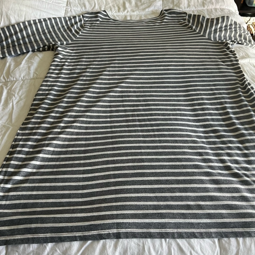 Gray and White Striped Long Sleeve Tunic